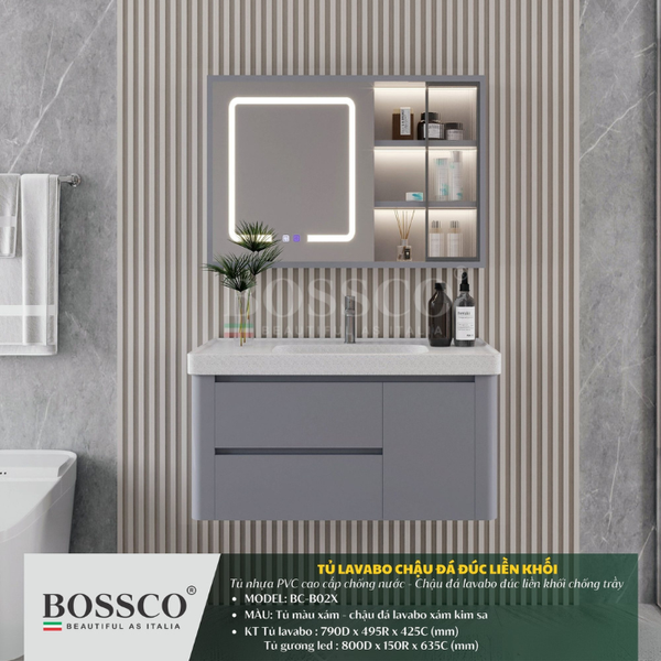 Tủ lavabo Bossco BC-B02X màu xám