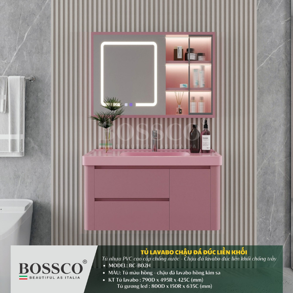 Tủ lavabo Bossco BC-B02H màu hồng