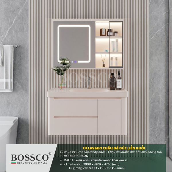 Tủ lavabo Bossco BC-B02K màu kem