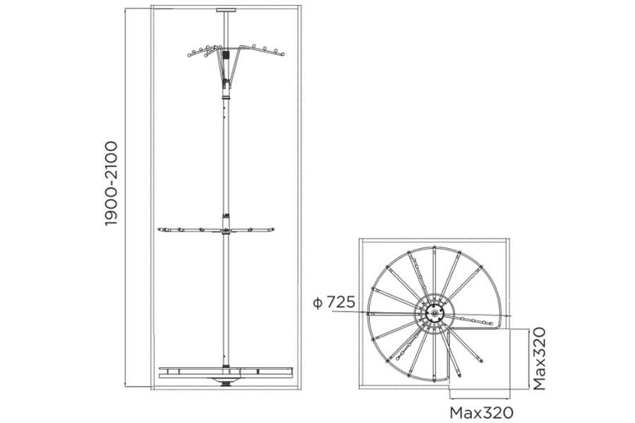 Góc xoay treo quần áo Higold 703552-S