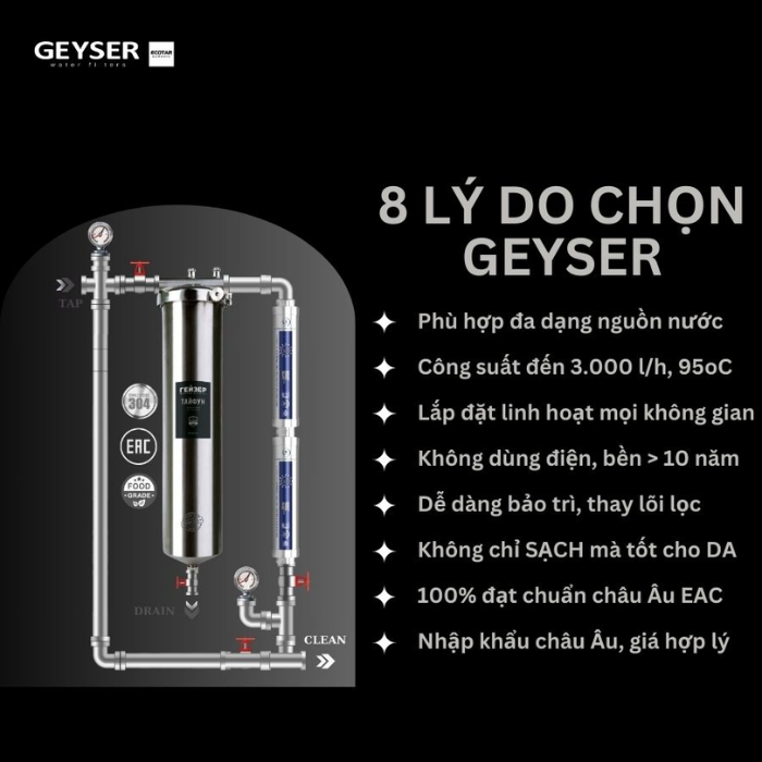 Hệ thống lọc tổng đầu nguồn Geyser Ecotar 1F2A