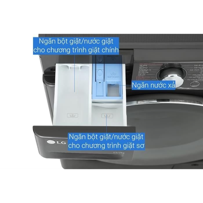 Máy giặt sấy LG FV1411D4B AI DD™ 11/7kg màu đen