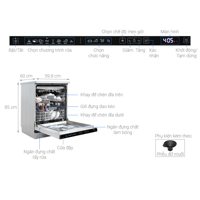 Máy rửa bát độc lập BEKO DEN48520XAD