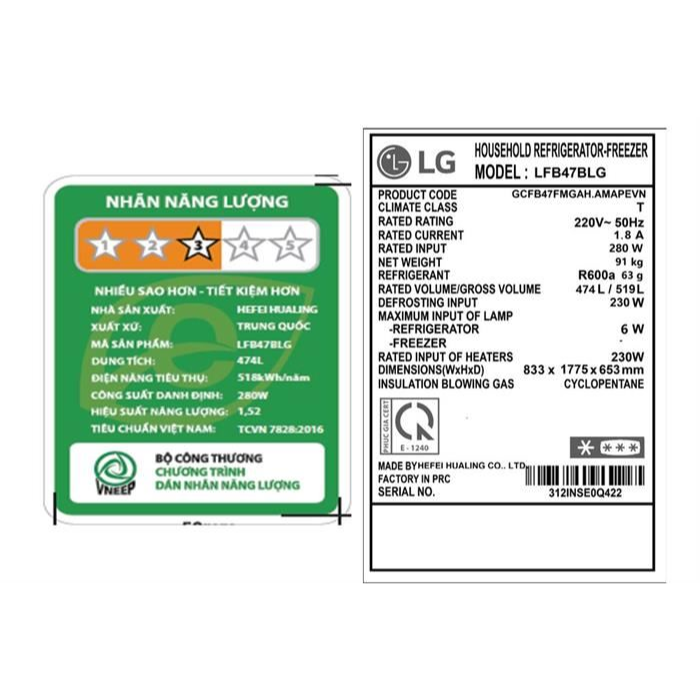 Tủ lạnh LG LFB47BLG Multi Door 474 lít