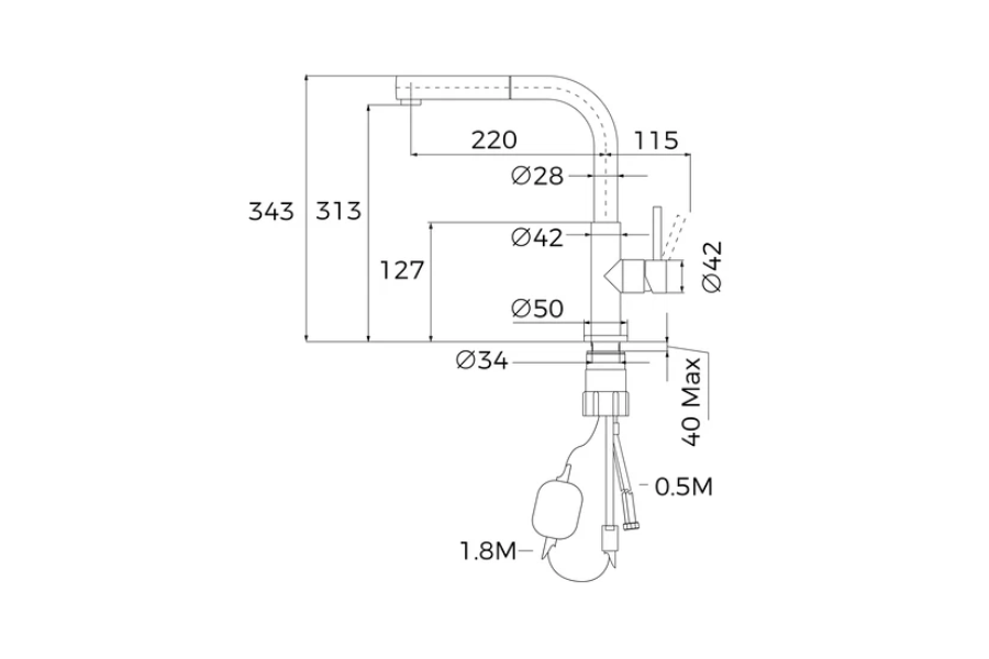 Vòi rửa chén Teka UNI 9331 116020023
