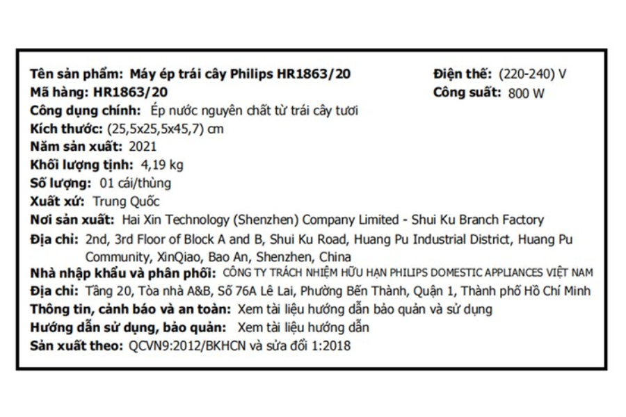 Máy ép trái cây Philips HR1863/20