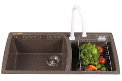 Chậu rửa chén Bossco BC-E10050NKS 2 hộc nâu kim sa
