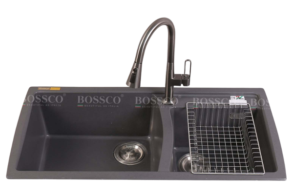 Chậu rửa chén Bossco BC-E10050XĐ 2 hộc xám đen