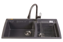 Chậu rửa chén Bossco BC-E10050XĐ 2 hộc xám đen