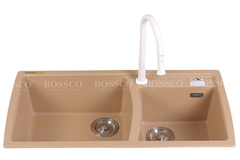 Chậu rửa chén Bossco BC-E10050VK 2 hộc vàng kem kim sa
