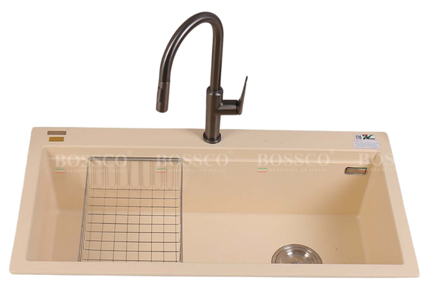 Chậu rửa chén Bossco BC-B10052KKS 1 hộc kem kim sa