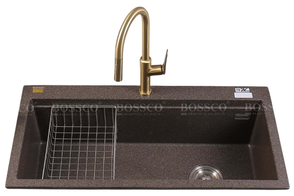 Chậu rửa chén Bossco BC-B10052NKS 1 hộc nâu kim sa