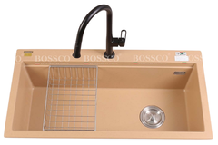 Chậu rửa chén Bossco BC-B10052VK 1 hộc vàng kem kim sa