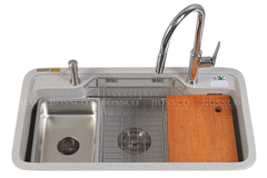 Chậu rửa chén Bossco BC-G9050XKS 1 hộc bo góc