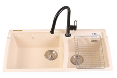 Chậu rửa chén Bossco BC-E10050KKS 2 hộc kem kim sa