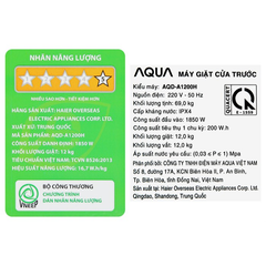 Máy giặt Aqua AQD-A1200H.PS 12 kg