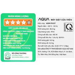 Máy giặt Aqua AQW-F91GT.S 9 kg