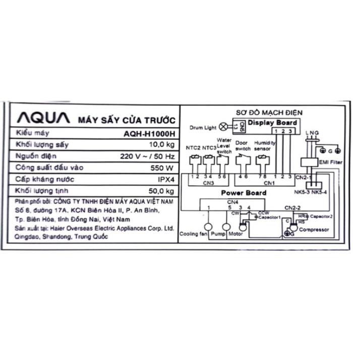 Máy sấy bơm nhiệt Aqua AQH-H1000H.PS