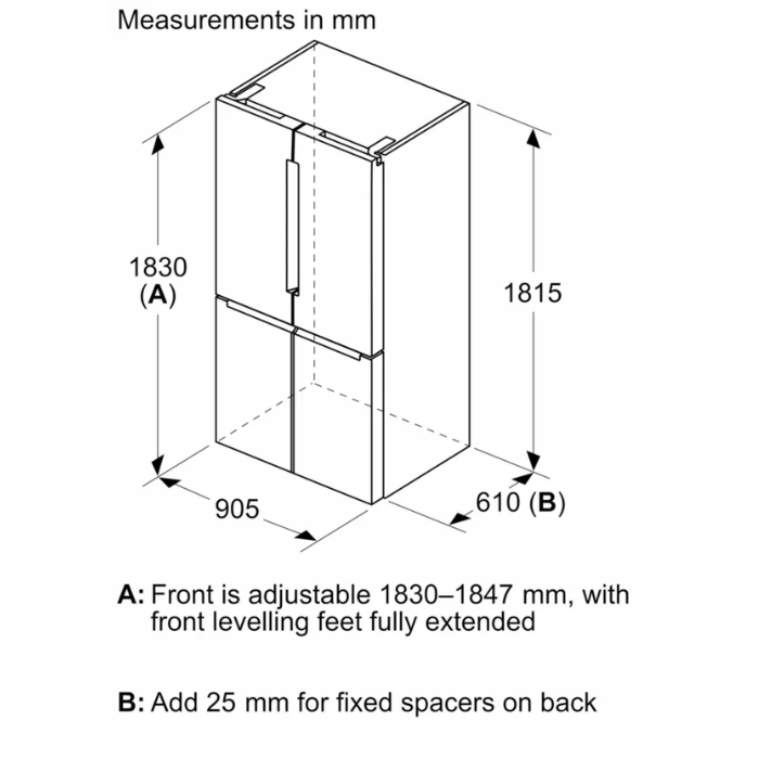 Tủ lạnh Bosch KFN96AXEA Serie 4 646 lít màu đen inox