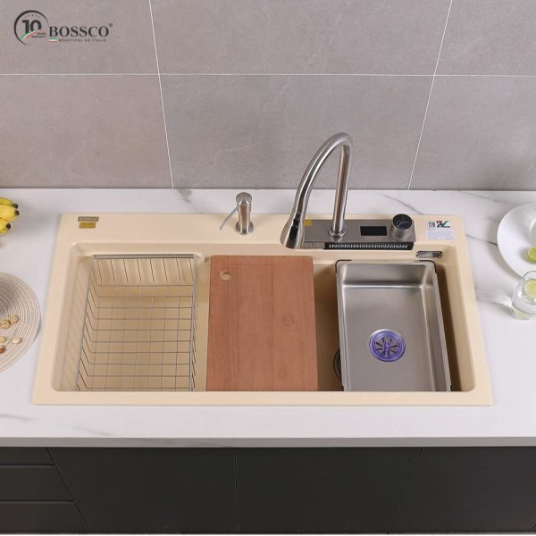 Chậu rửa chén Bossco BC-A10052KKS 1 hộc kem kim sa