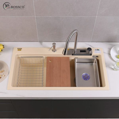Chậu rửa chén Bossco BC-A10052KKS 1 hộc kem kim sa