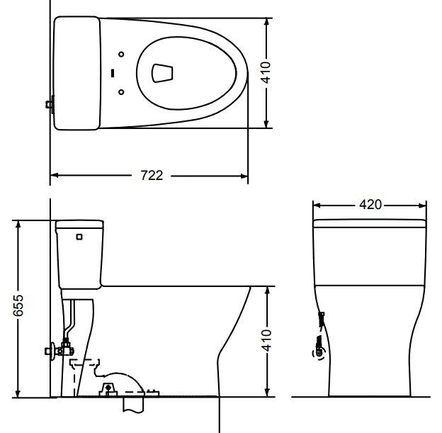 Bồn cầu một khối TOTO MS188VKE4_T53P100VR kết hợp nắp rửa cơ Eco-washer TCW1211A