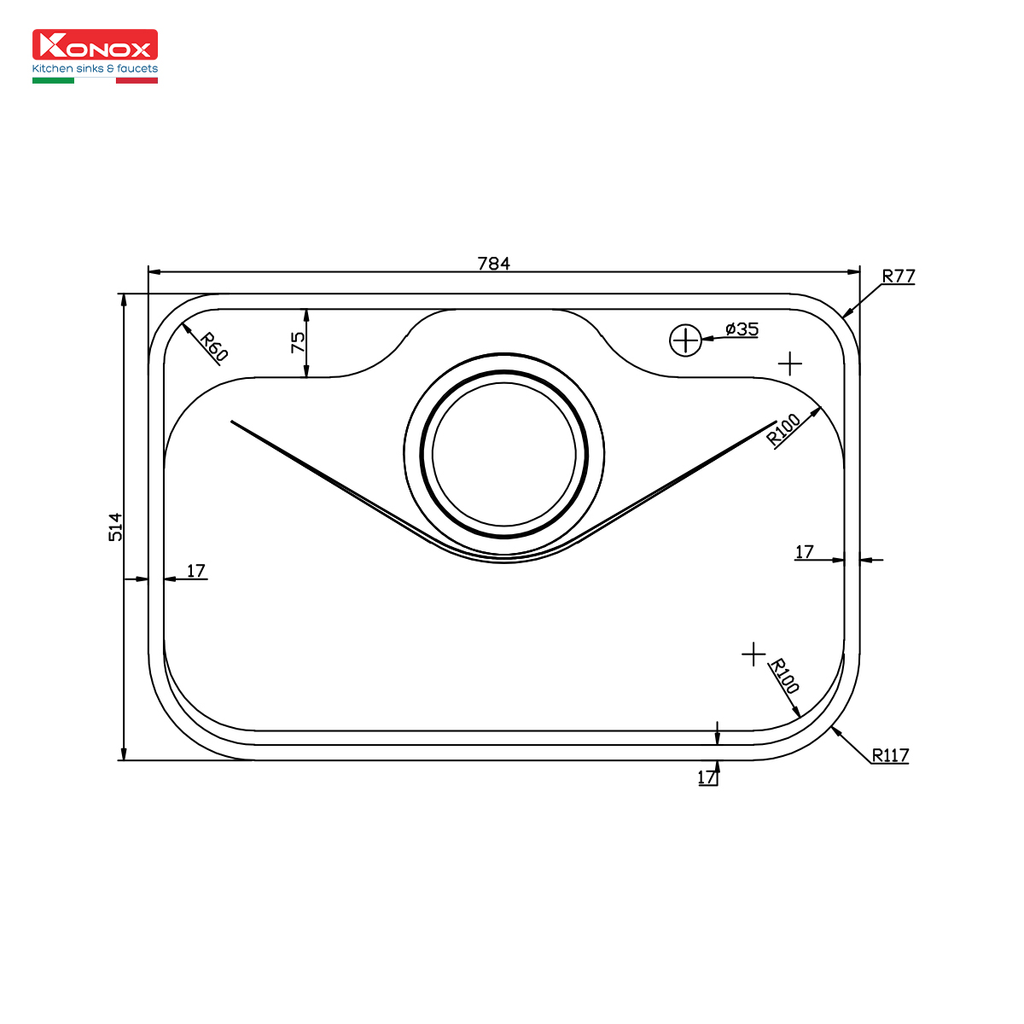 Chậu rửa bát Konox Tari 7851SR