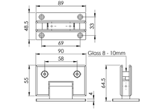Bản lề kính 135° gắn tường Imundex 711.10.372