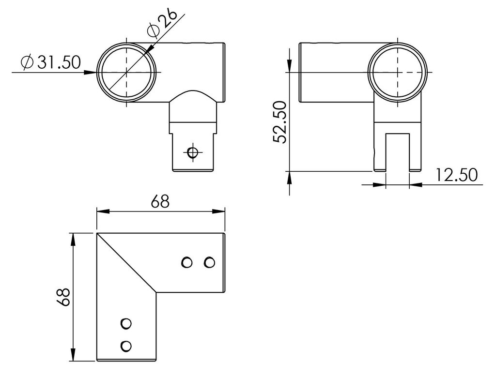 Bas nối thanh treo kính 90° Imundex 718.15.276
