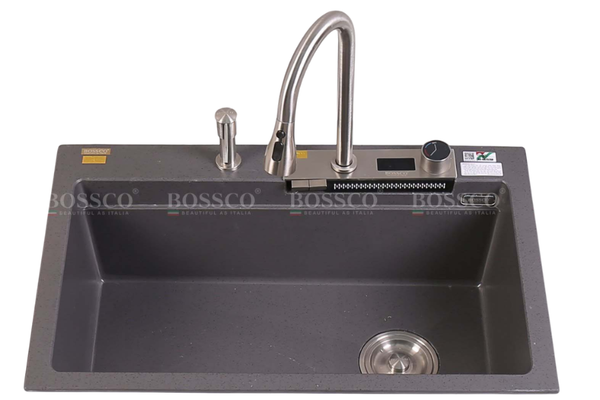 Chậu rửa chén Bossco BC-A8252XĐ 1 hộc, 2 phím đa năng