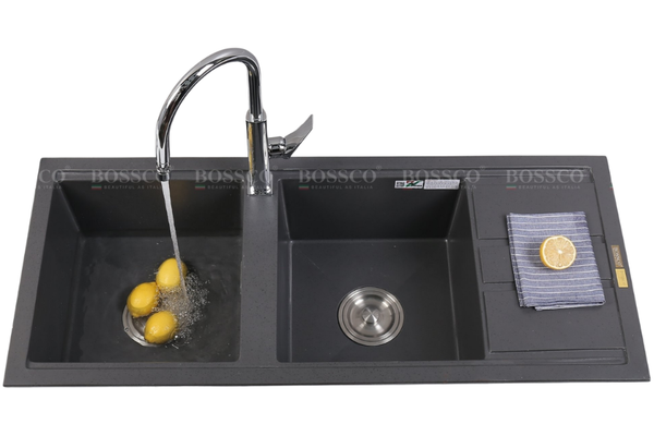 Chậu rửa chén Bossco BC-XT11650XĐ 2 hộc xám đen