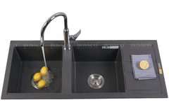 Chậu rửa chén Bossco BC-XT11650XĐ 2 hộc xám đen