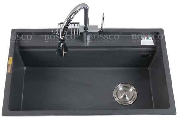 Chậu rửa chén Bossco BC-D8652XĐ 1 hộc xám đen