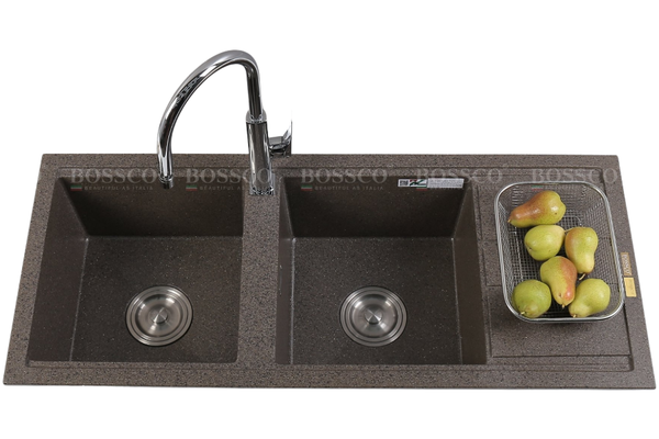 Chậu rửa chén Bossco BC-XT11650NKS 2 hộc nâu kim sa
