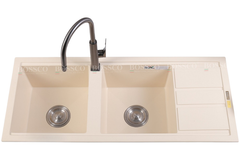 Chậu rửa chén Bossco BC-XT11650KKS 2 hộc kem kim sa