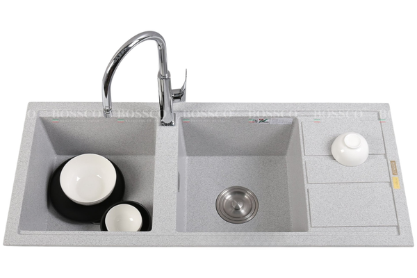 Chậu rửa chén Bossco BC-XT11650XKS 2 hộc xám kim sa