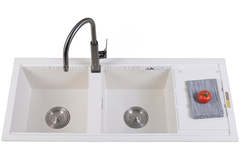 Chậu rửa chén Bossco BC-XT11650TKS 2 hộc trắng kim sa