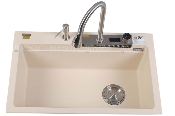 Chậu rửa chén Bossco BC-A8252KKS 1 hộc, 2 phím đa năng