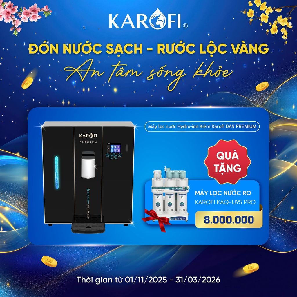 Máy lọc nước Karofi DA9 PREMIUM Hydro-ion kiềm