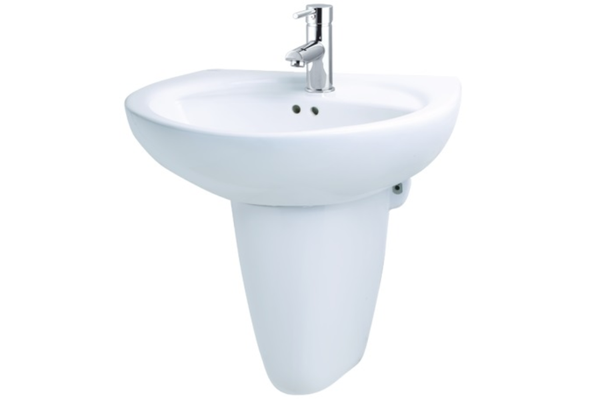 Chậu lavabo Caesar L2220+P2443 treo tường chân ngắn