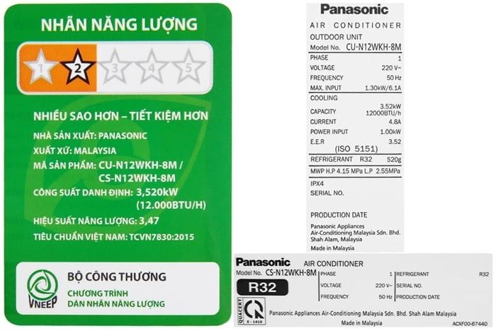 Máy lạnh Panasonic CU/CS-N12WKH-8M 1 chiều Inverter 12.000 BTU 1.5HP