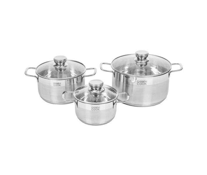 Bộ nồi Green Cook GCS232-T1 inox 5 đáy nắp kính