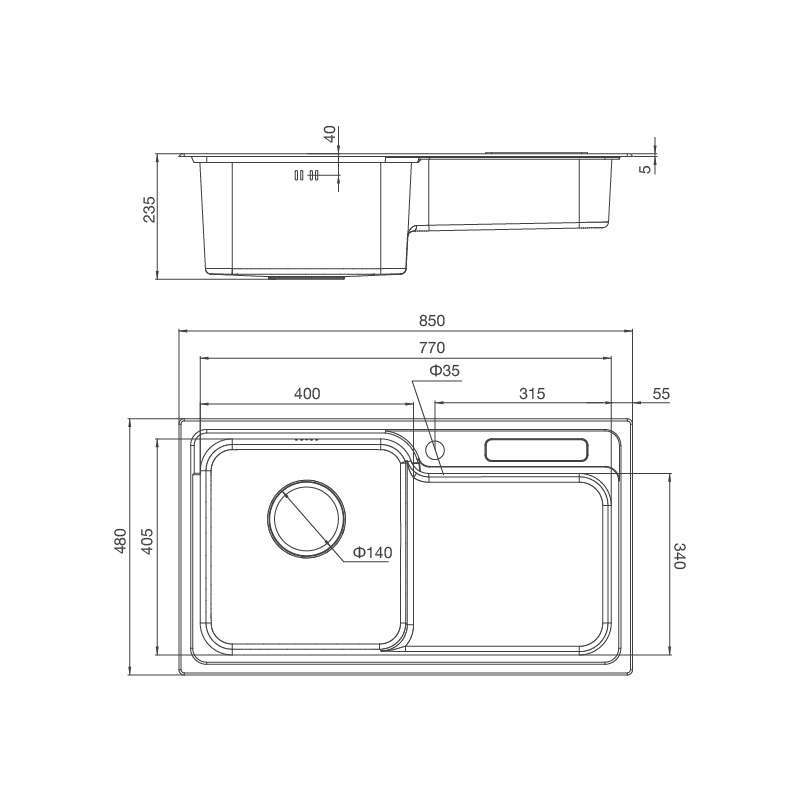 Chậu rửa chén Malloca MS 1028D