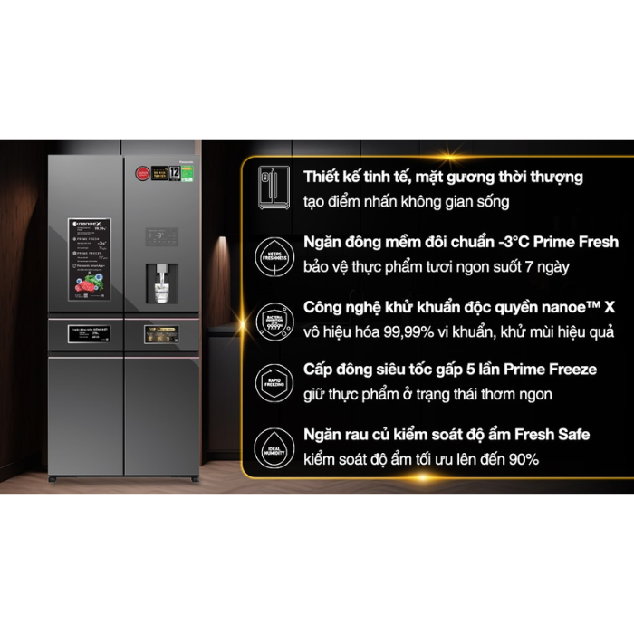 Tủ lạnh Panasonic NR-WY720ZHHV Inverter 650 lít