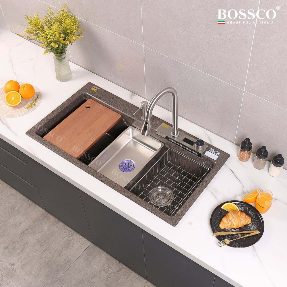 Chậu rửa chén Bossco BC-A10052NKS 1 hộc nâu kim sa