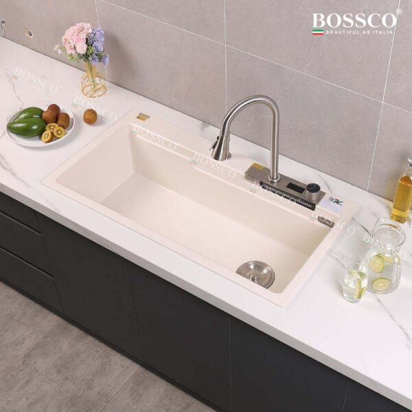 Chậu rửa chén Bossco BC-A10052TKS 1 hộc trắng kim sa