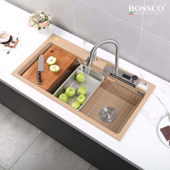 Chậu rửa chén Bossco BC-A10052VK 1 hộc vàng kem kim sa