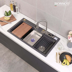 Chậu rửa chén Bossco BC-A10052XĐ 1 hộc xám đen