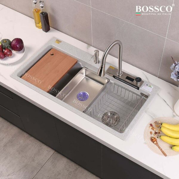 Chậu rửa chén Bossco BC-A10052XKS 1 hộc xám kim sa