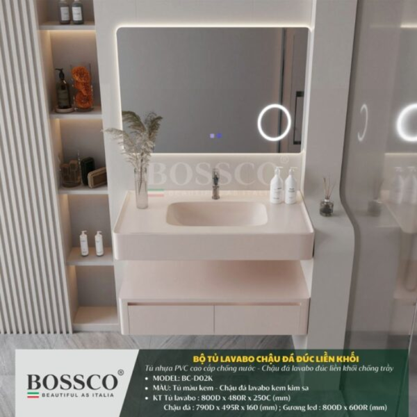 Tủ lavabo Bossco BC-D02K màu kem